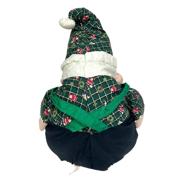 Santa Claus Vintage Plush Nylon Parachute Gnome Red Green White Western Home 17” - Picture 6 of 7